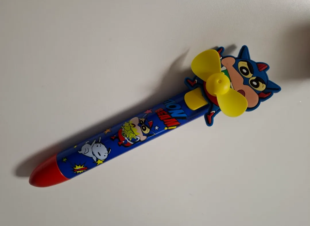 짱구 손선풍기 볼펜 미니 선풍기 건전지 2개 포함 미사용