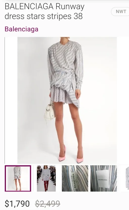 발렌시아가 스트라이프 랩 원피스