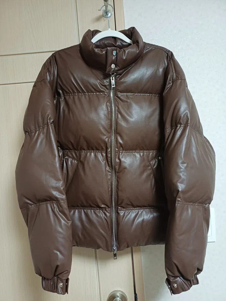 트릴리온 바이커 비건레더 숏패딩 m