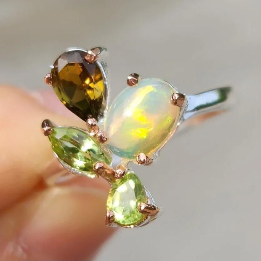 오팔, 페리도트 원석 반지