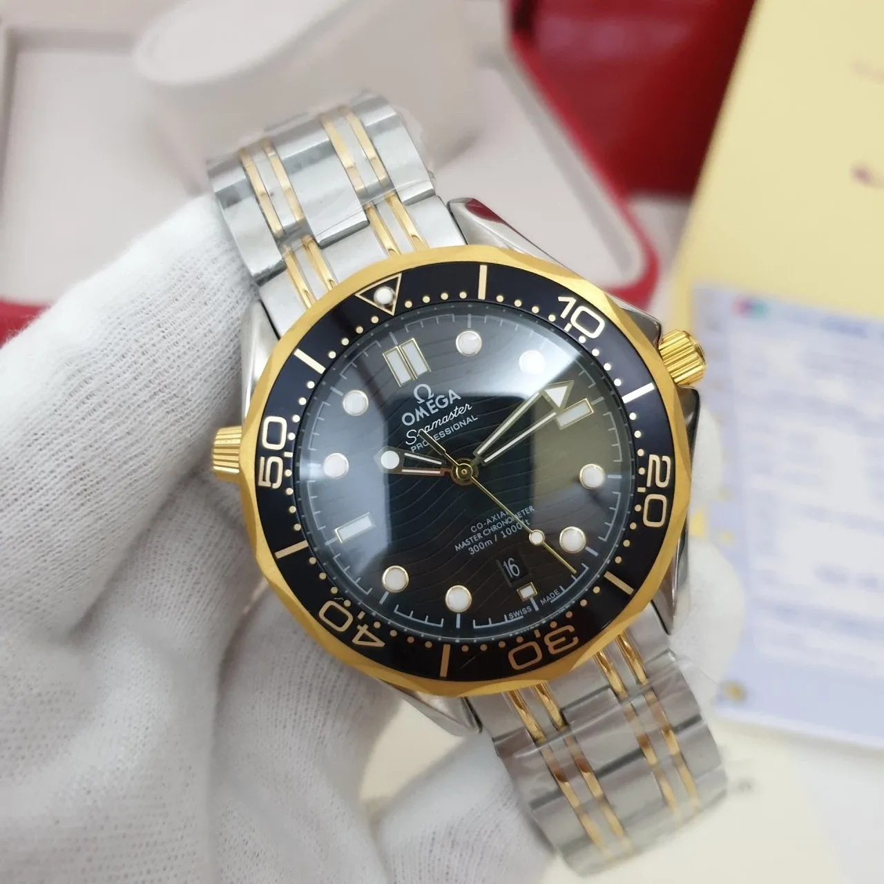 오메가 씨마스터 물결 검판 콤비시계