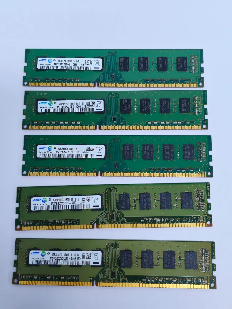 램 DDR3_4GB * 5개 일괄판매합니다. 양면, 중고제품