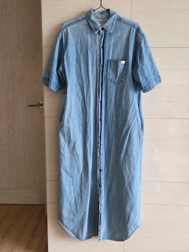 언앤써드 미스테리 롱 데님 셔츠 원피스(중고)