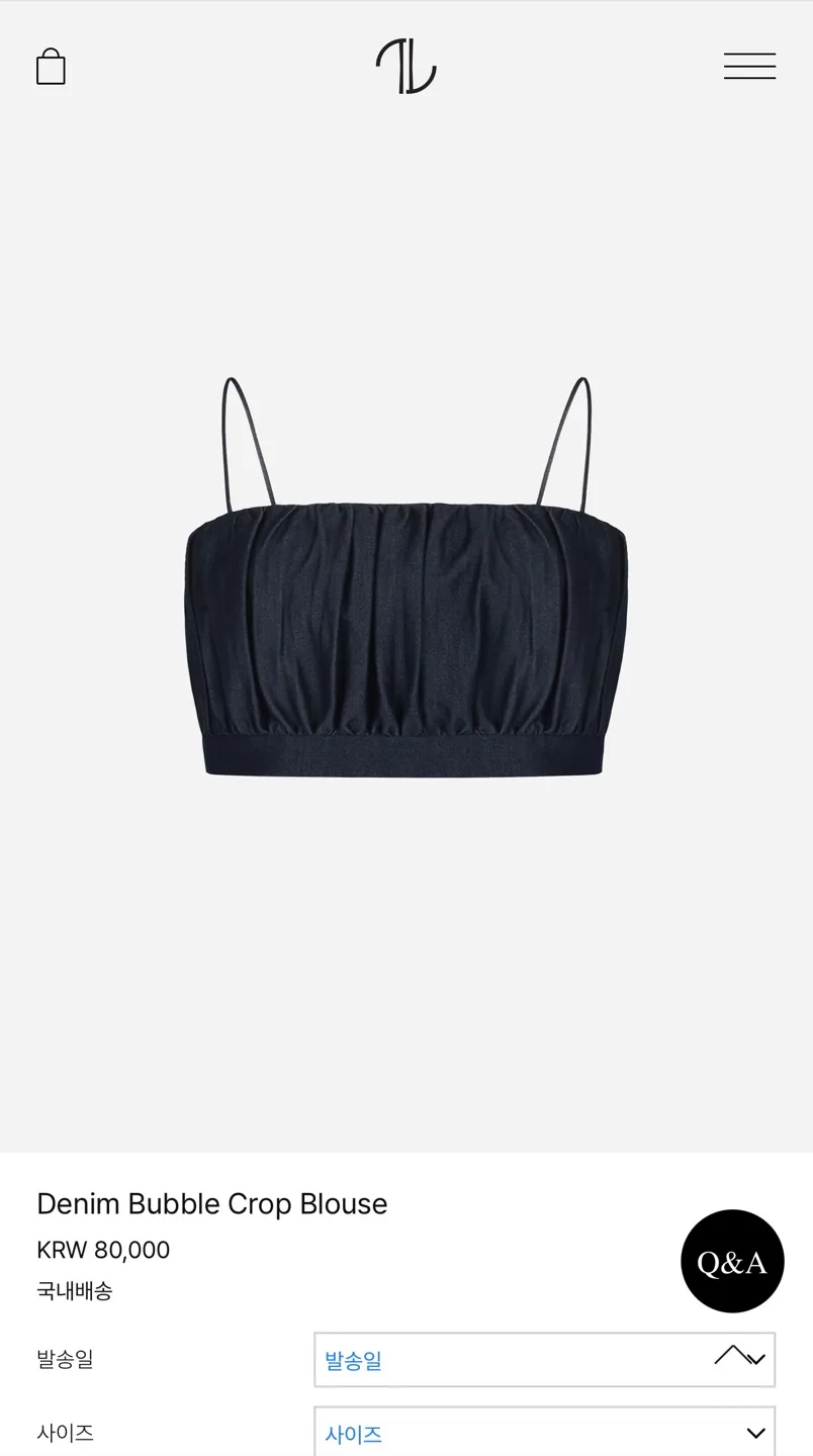 더로랑 데님 크롭 탑 s + 데님 LA 팔라쪼 오리지널 팬츠 s