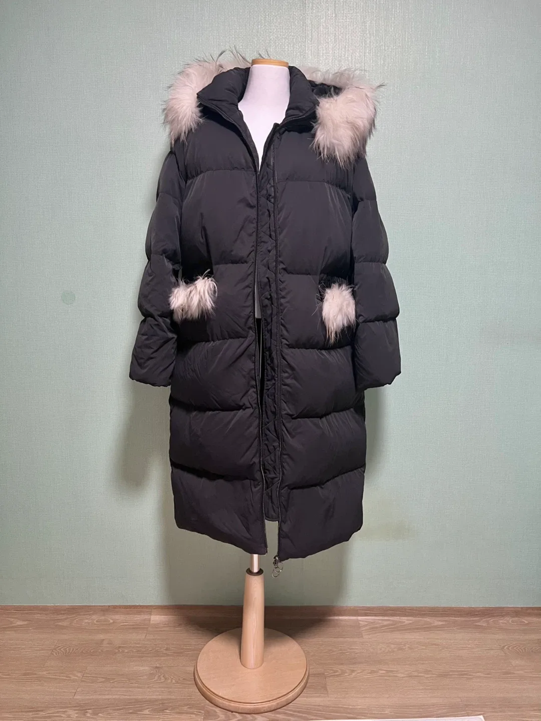 [NAIN] 리얼 라쿤퍼 구스다운 롱패딩