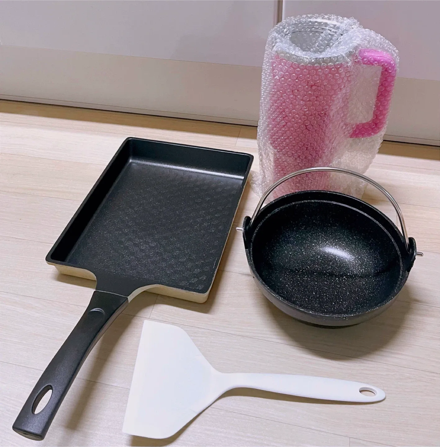 사각 후라이팬, 미니 샤브냄비, 키티 대용량 텀블러 3개 일괄~ 중고 주방용품