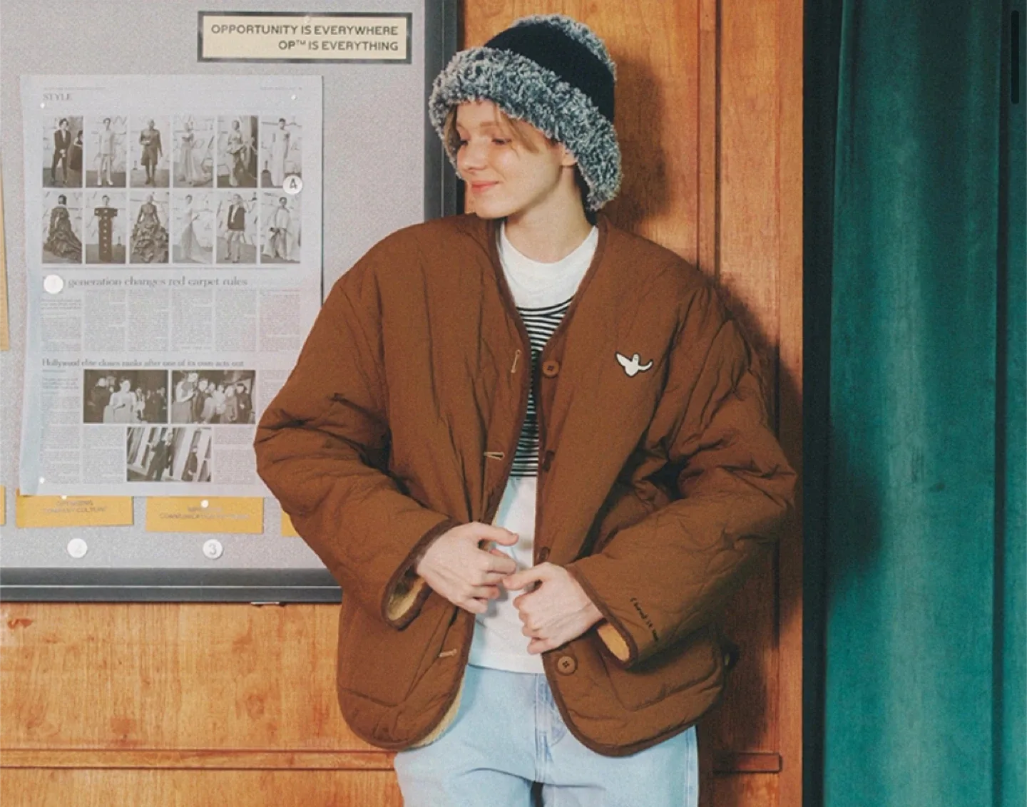 (1-2회 착용) 와릿이즌 리버시블 플러피 퀼팅 자켓 베이지 S (정가 13만원)