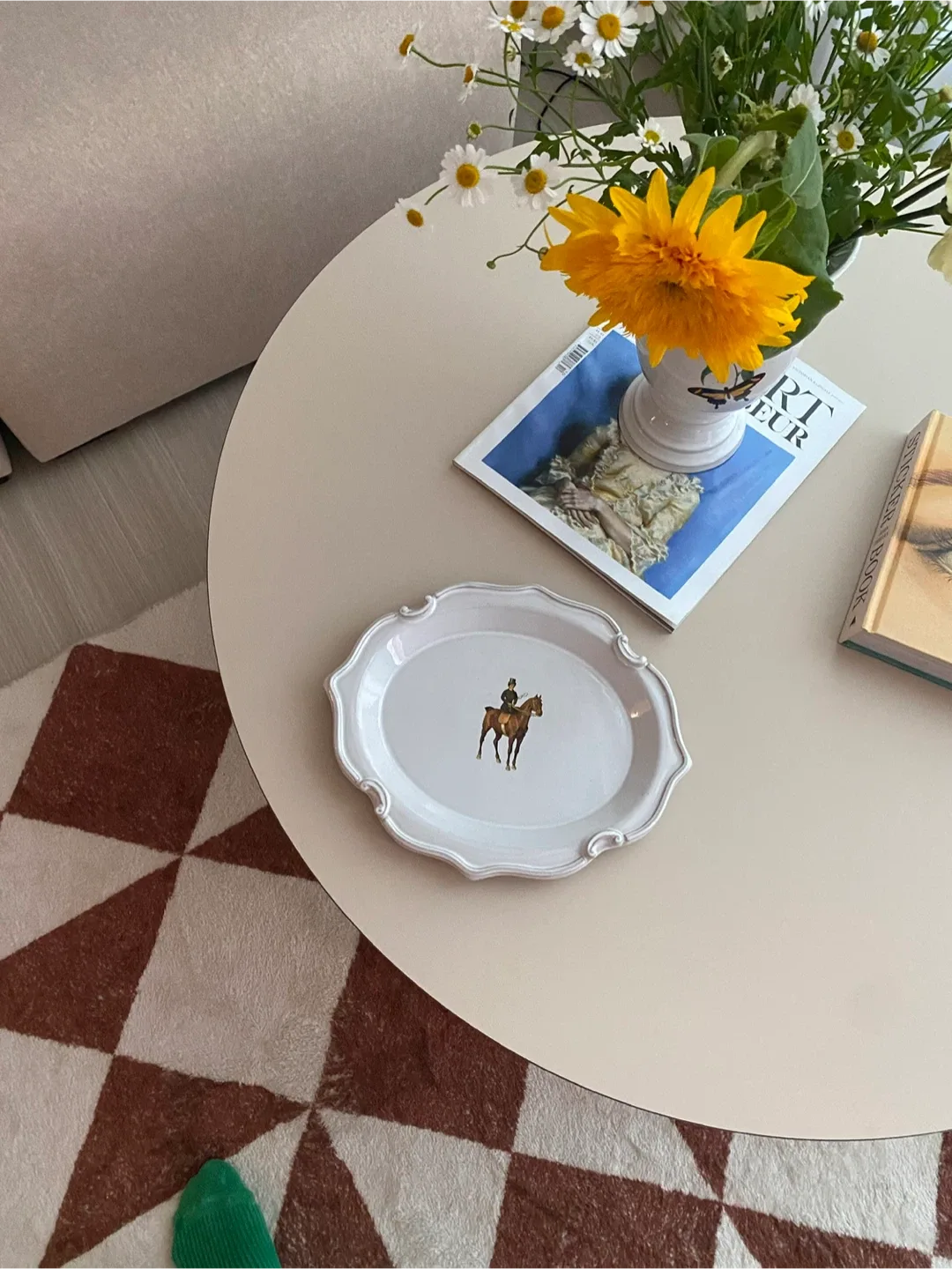 플랜트란스 윌리 테이블 (소파테이블) 베이지상판&실버 상태좋음♥️