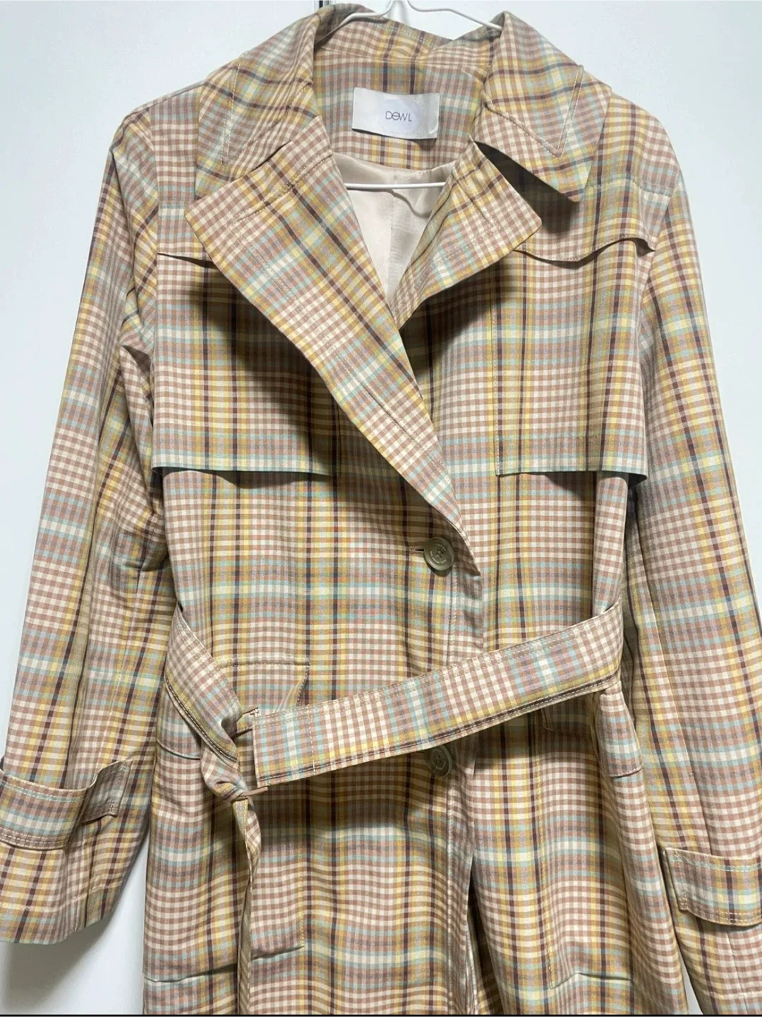 듀엘 체크 트렌치 코트