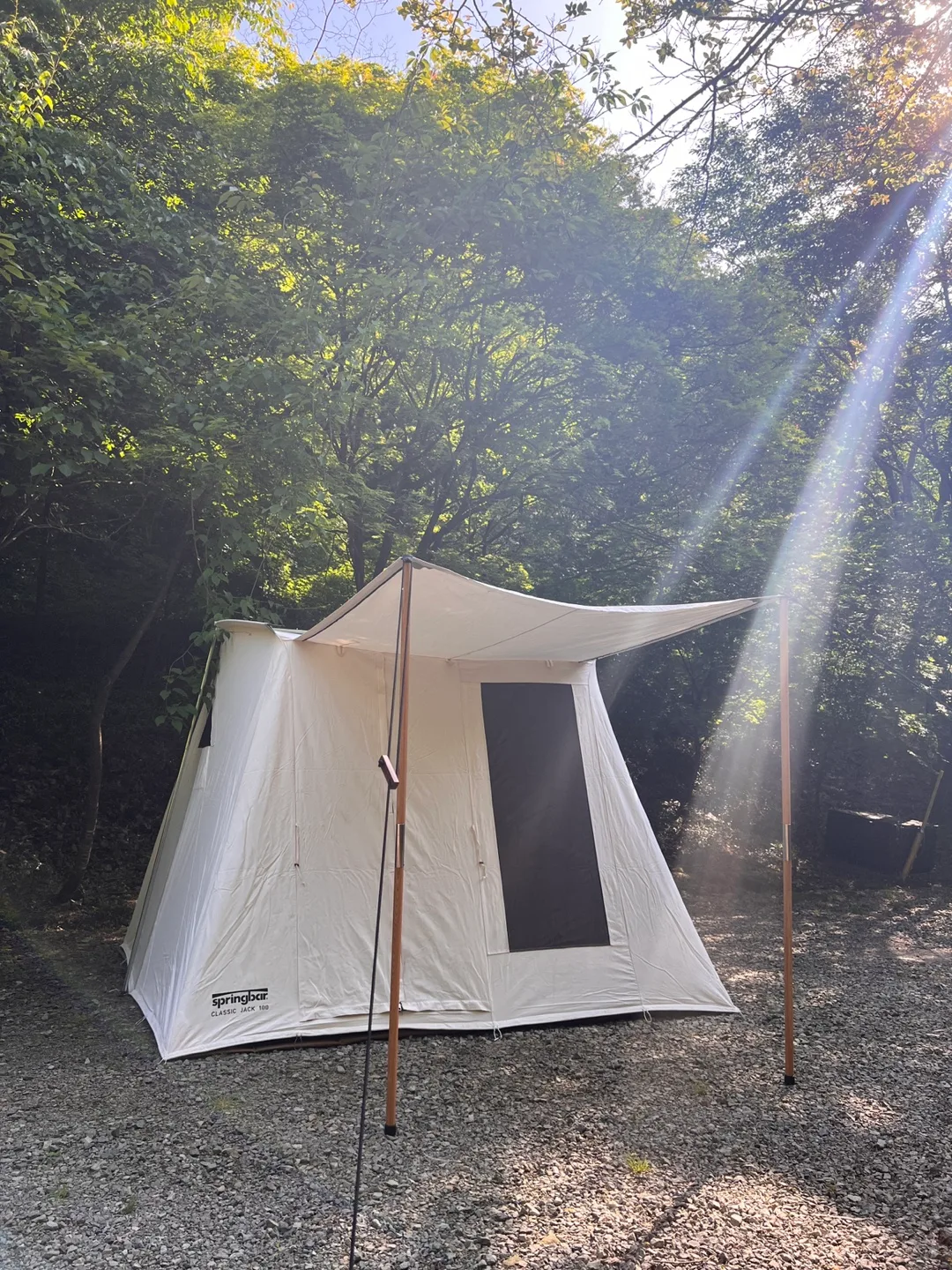 스프링바 클래식잭 100 텐트, 정품그라운드시트, 우드폴대