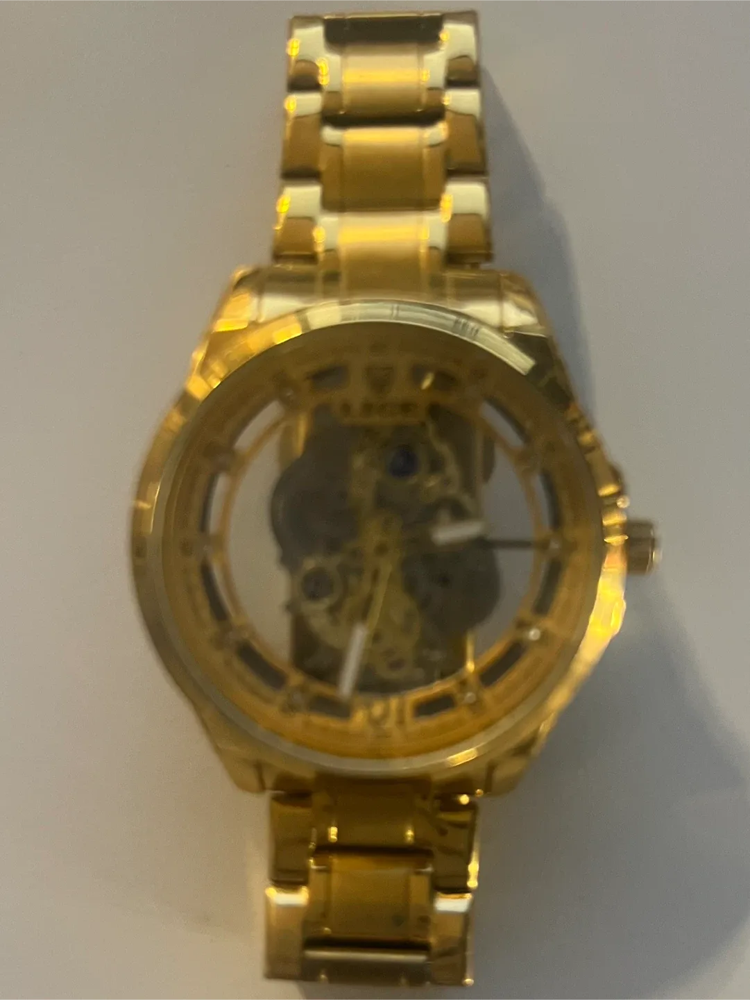 LIGE 금색 자동 시계