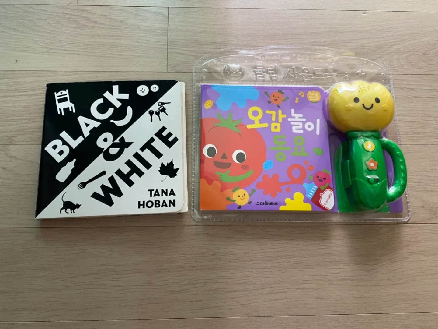 오감놀이 동요 튤립사운드북(새상품)+초점책(중고)