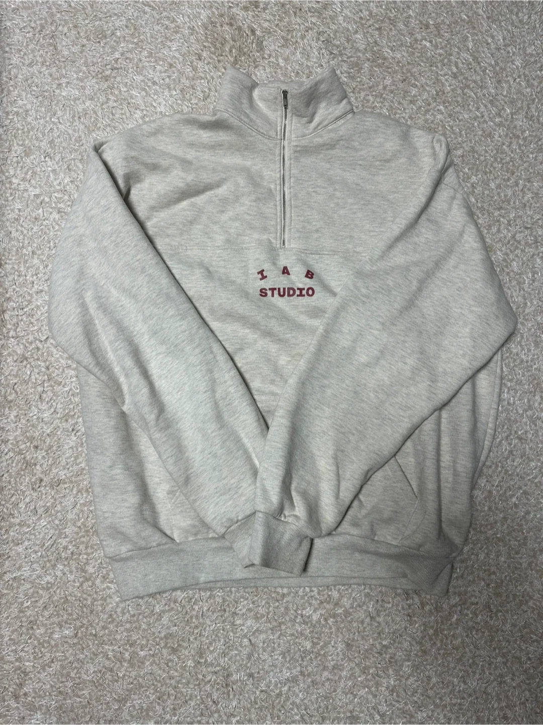 [급처][아이앱 스튜디오][중고]하프 집업 오트밀 버건디[L] /스웨트팬츠 오트밀 버건디[XL]