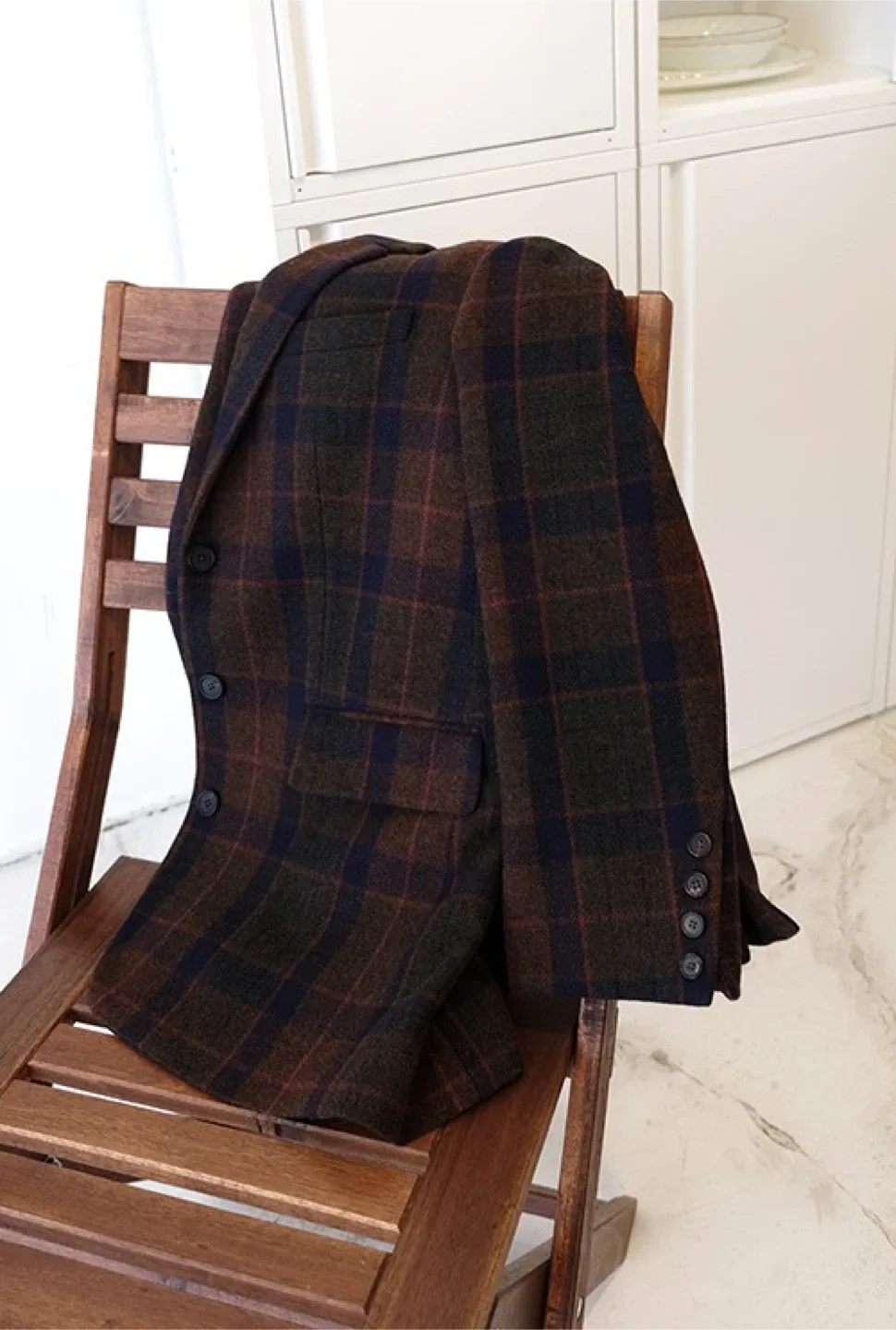 그로브 체크 울 자켓