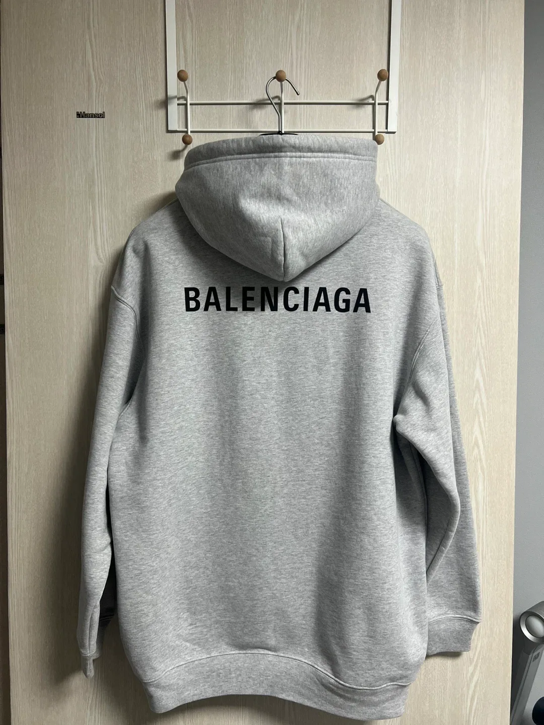 [극미중고,국내매장판,세탁완료] 발렌시아가 백로고 후드 그레이
