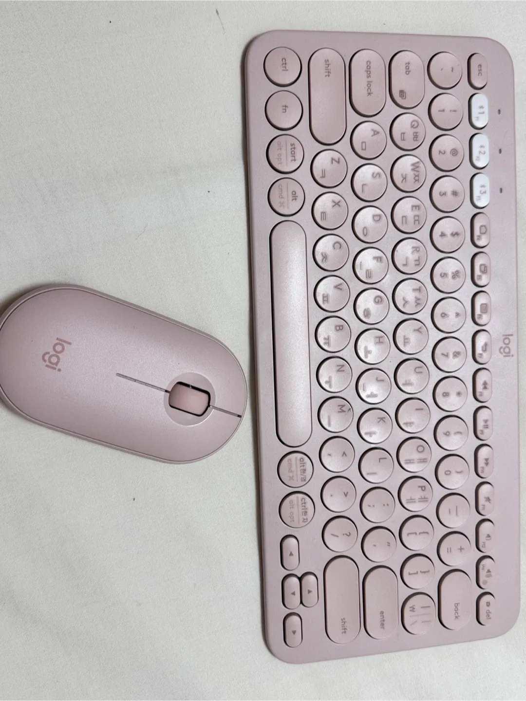 로지텍 페블 무선마우스 키보드 세트 핑크