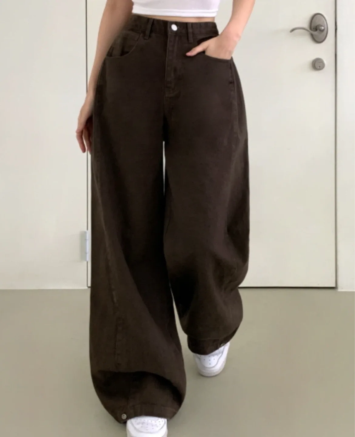 브라운, 갈색 와이드 팬츠 가을찰떡