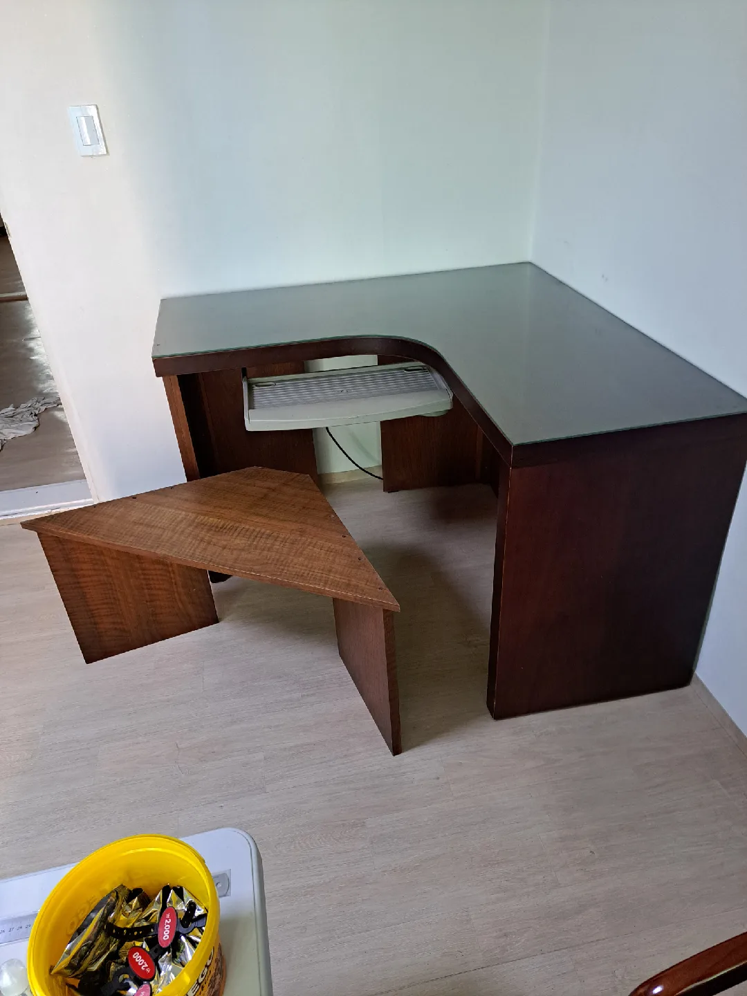 중고 코너책상 도장제품 유리포함 세트