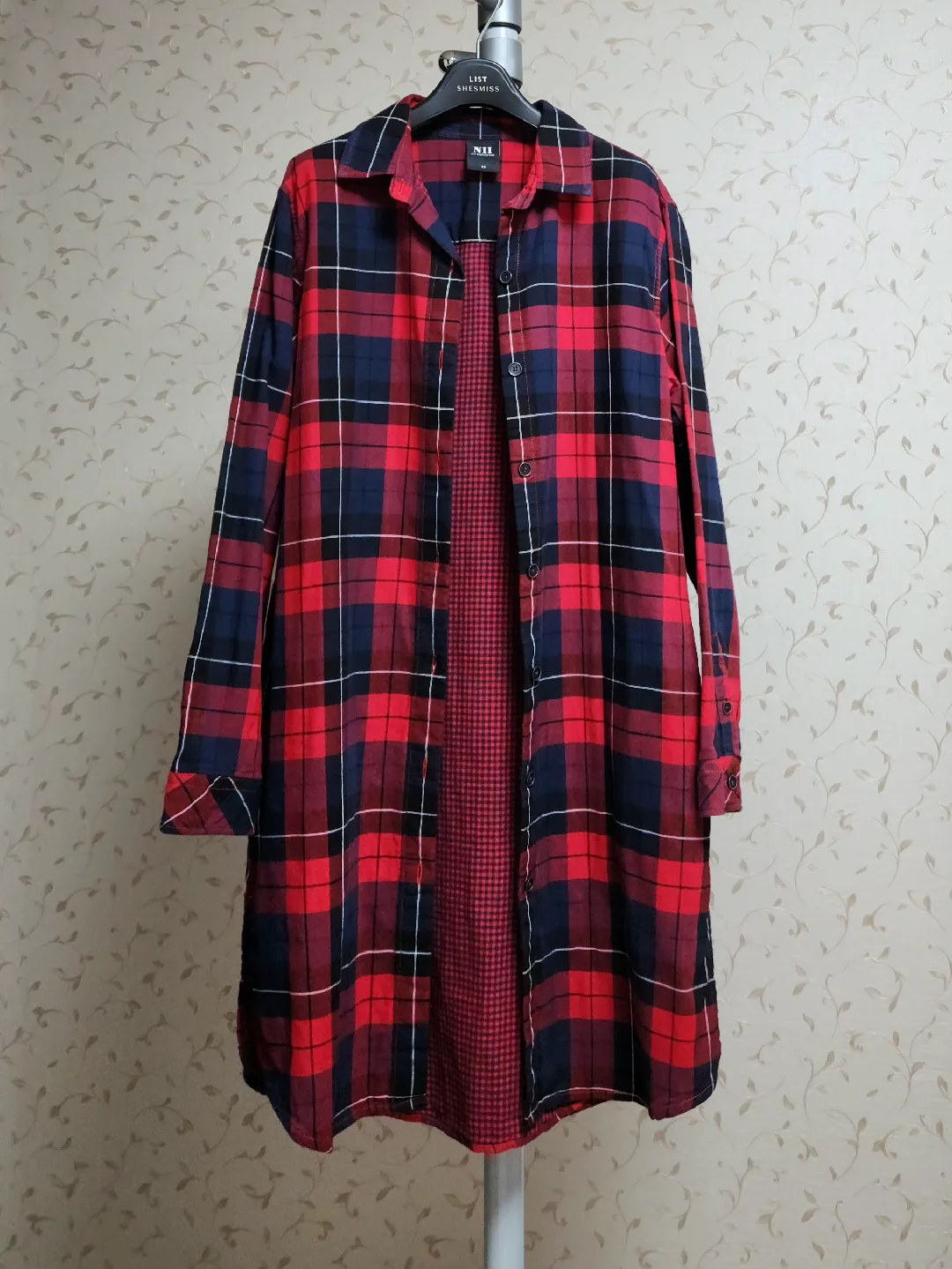 NII 체크 셔츠 원피스, 쟈켓 겸용 (85)