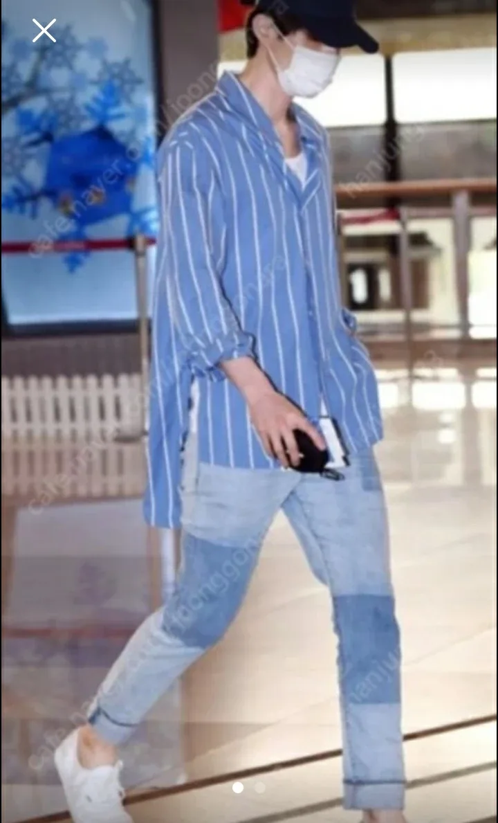 SYSTEM HOMME 비대칭 스트라이프 셔츠