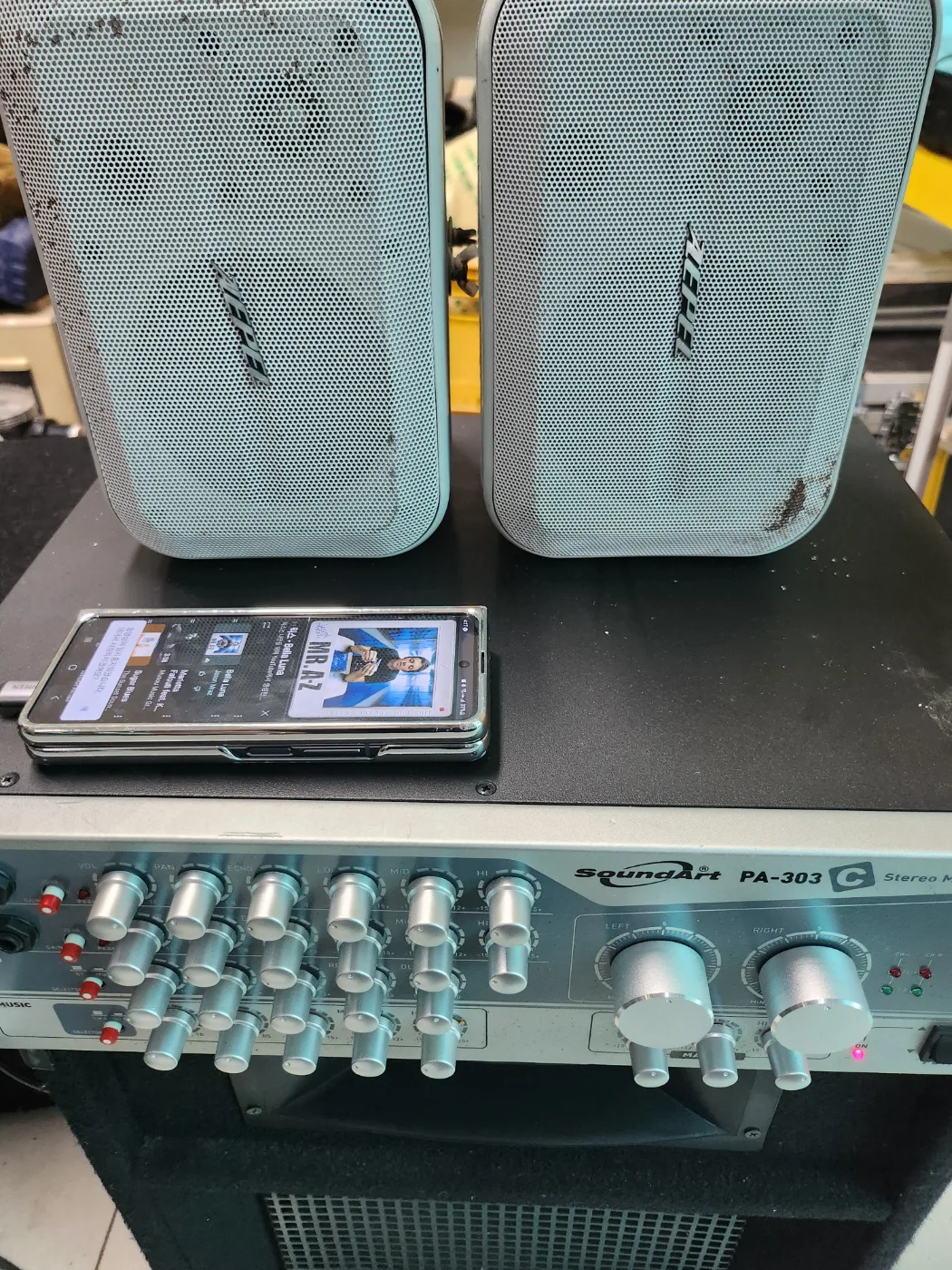 AEPEL 에펠 100와트 스피커 1조 / 사운드아트 PA-303 2채널 앰프 중고입니다