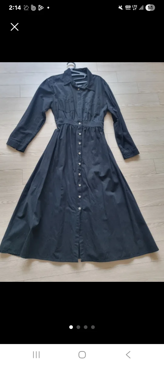 블랙 면 셔츠 원피스 55~66 중고