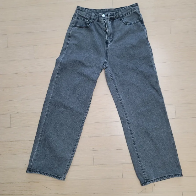 회색 와이드 데님 팬츠