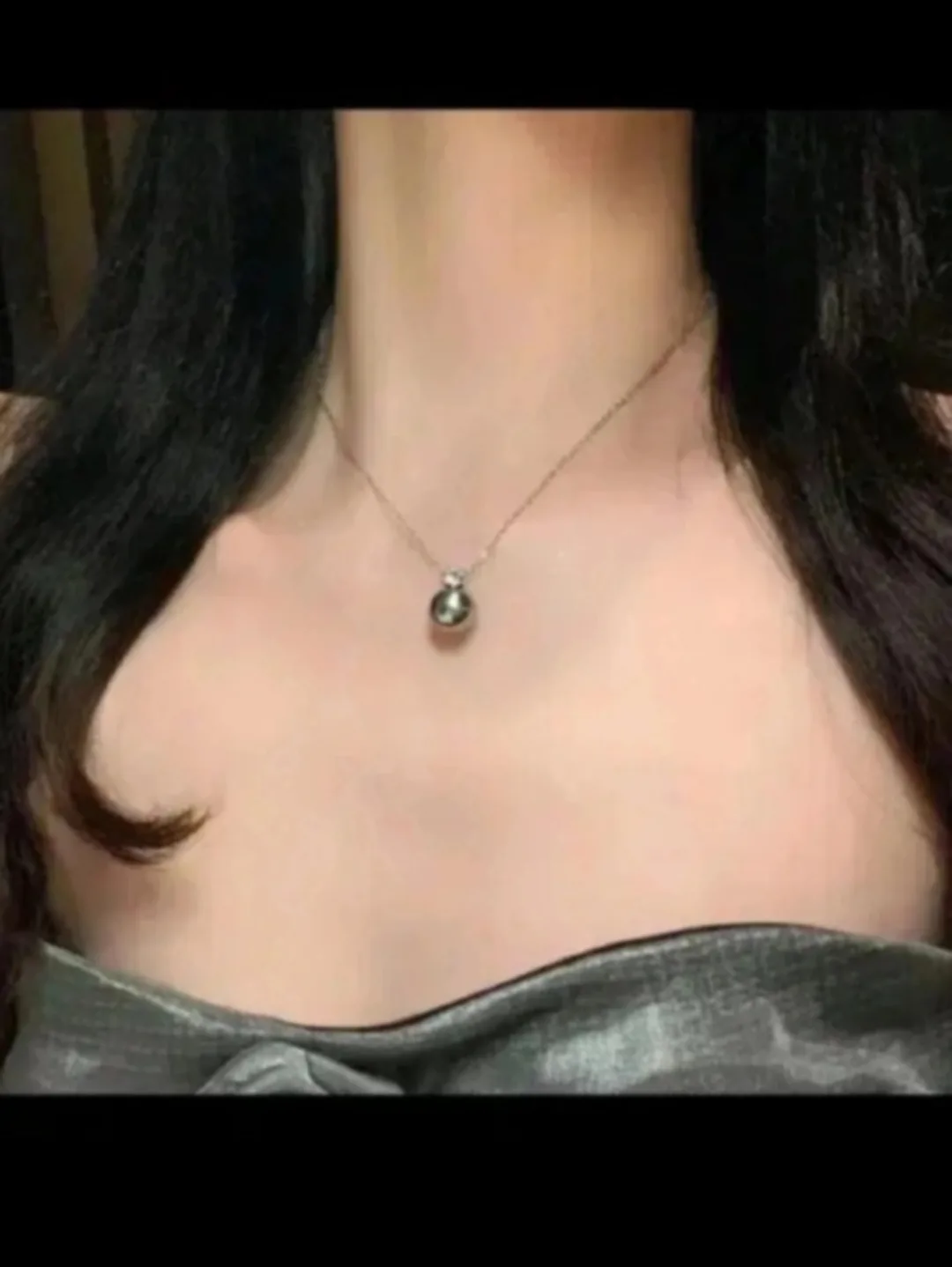 새상품 그레이진주 목걸이