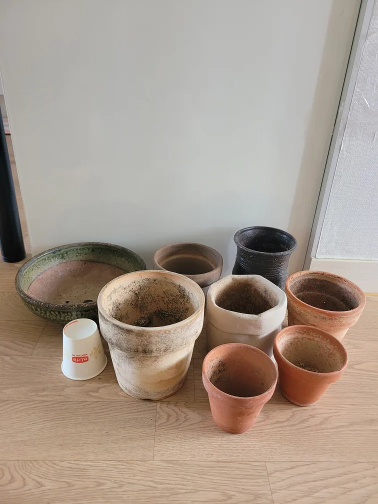 다양한 종류의 중고 화분 모음8종
