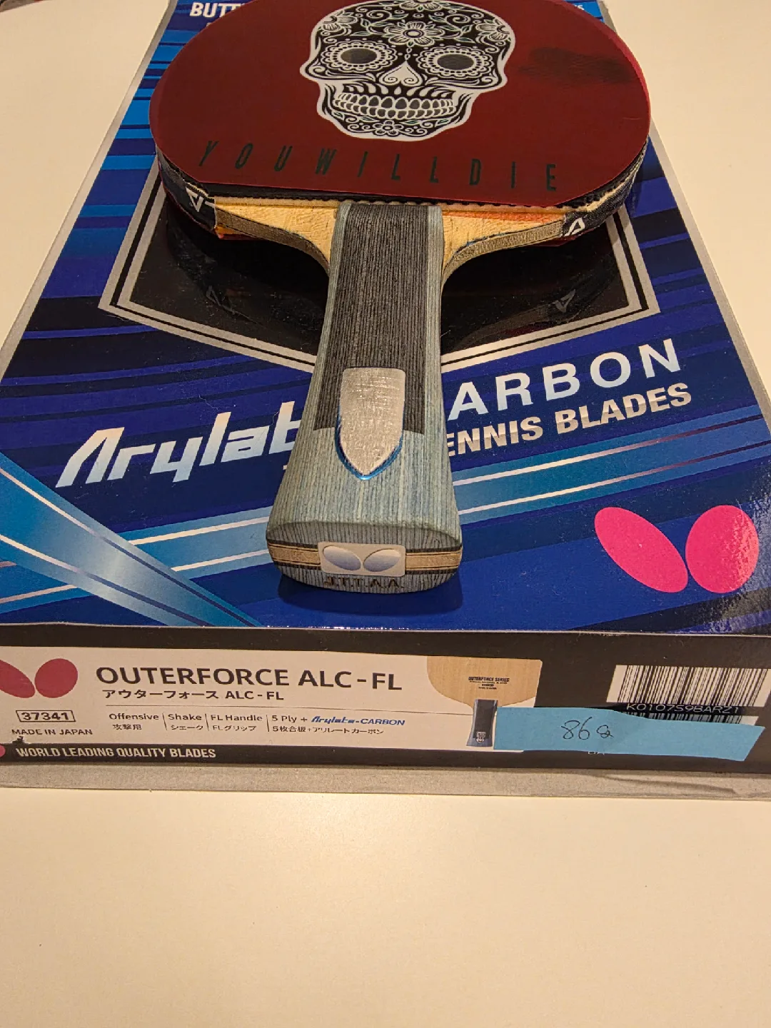 탁구라켓 버터플라이 아우터포스alc fl그립팔아요.