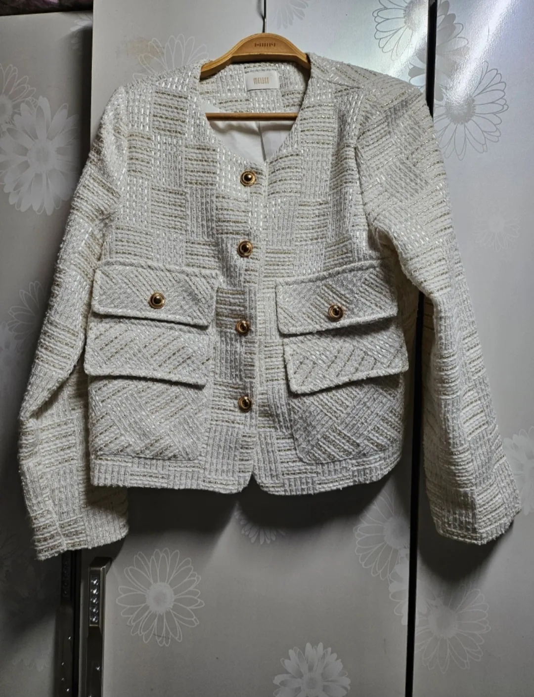 아이보리 트위드 자켓