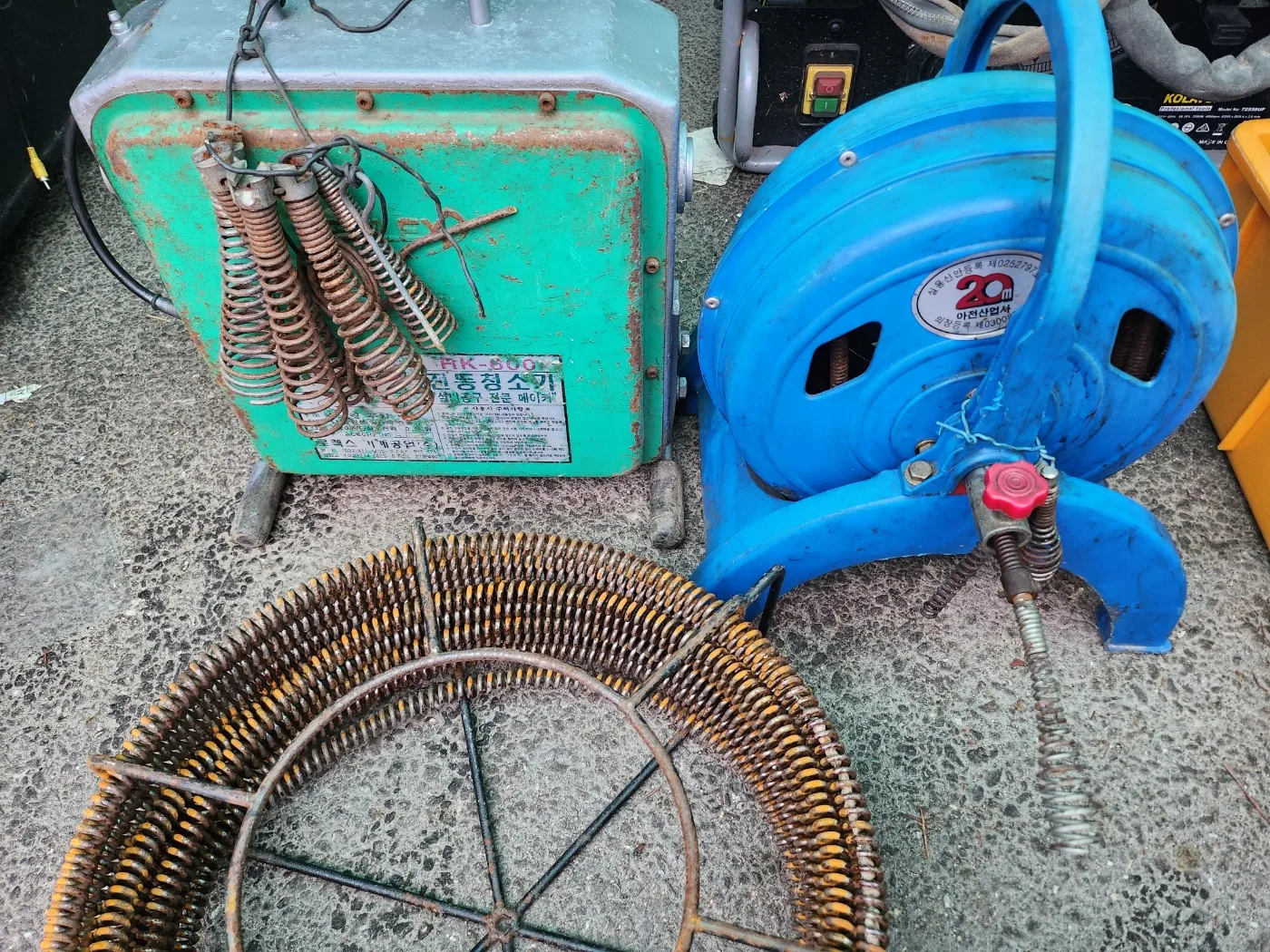 록스 전동 하수구 청소기 RK-600 스프링포함 20미터 수동 스프링 청소기 중고입니다