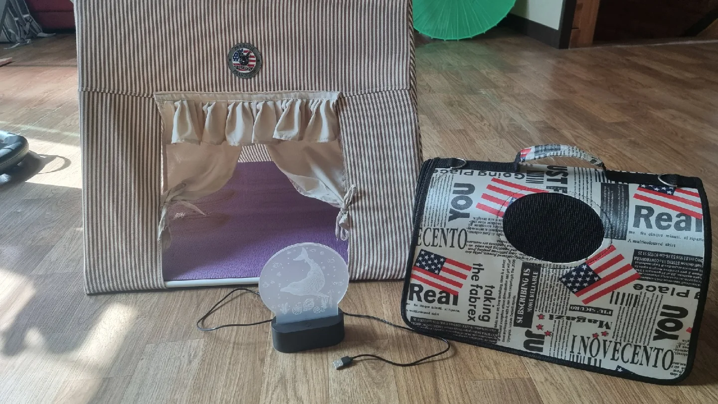 애완견 강아지 집, 이동장, 조명 세트