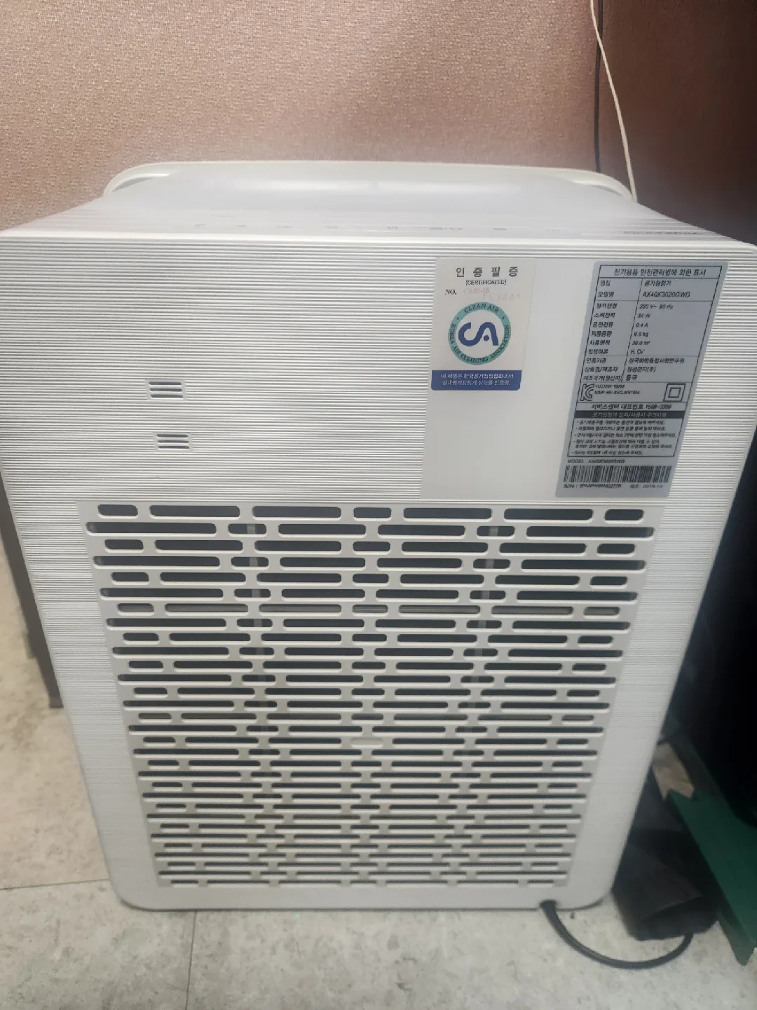 삼성 공기청정기 AX40K3020GWD