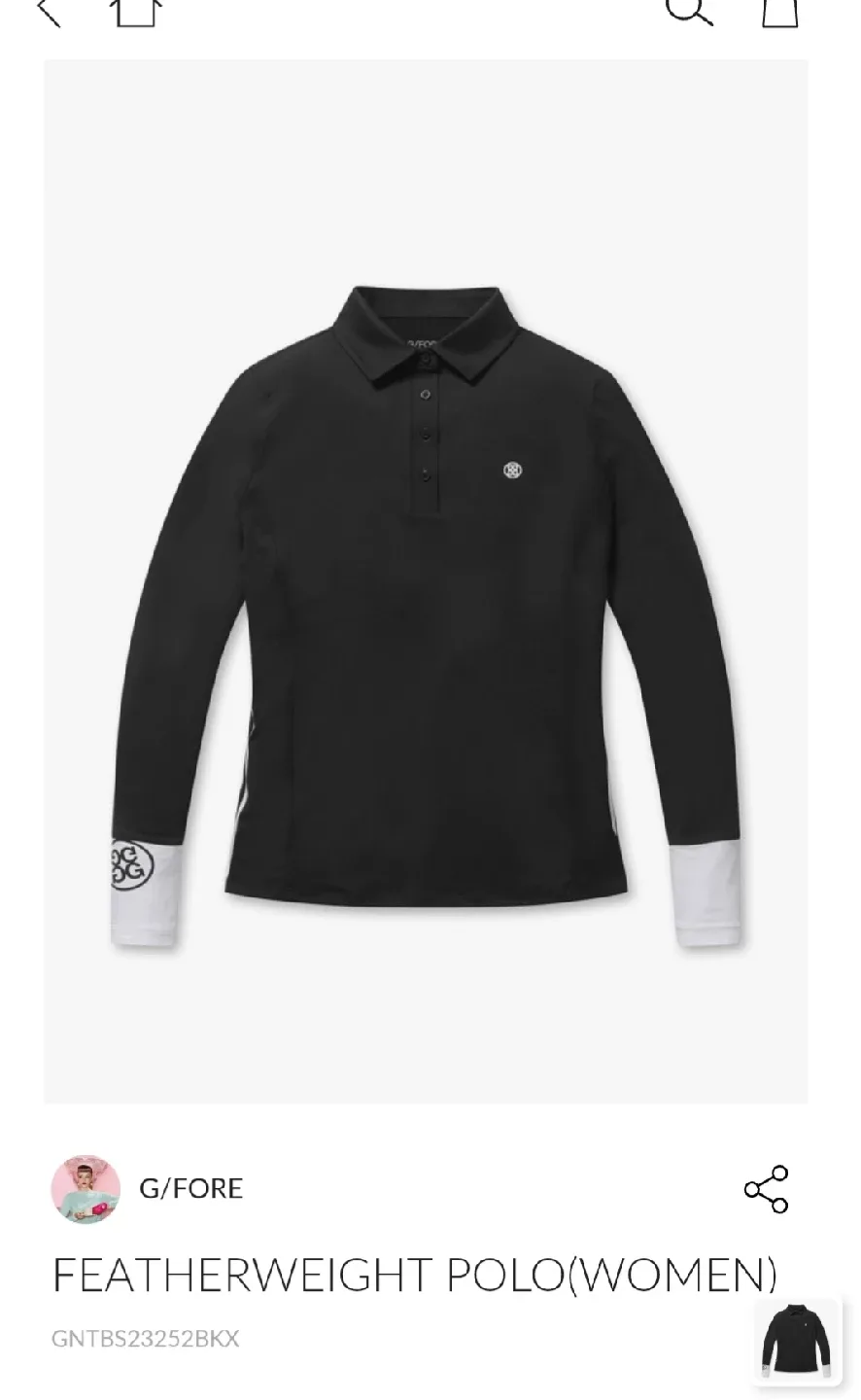 (시착상품)G/FORE 지포어 슬리브 티셔츠