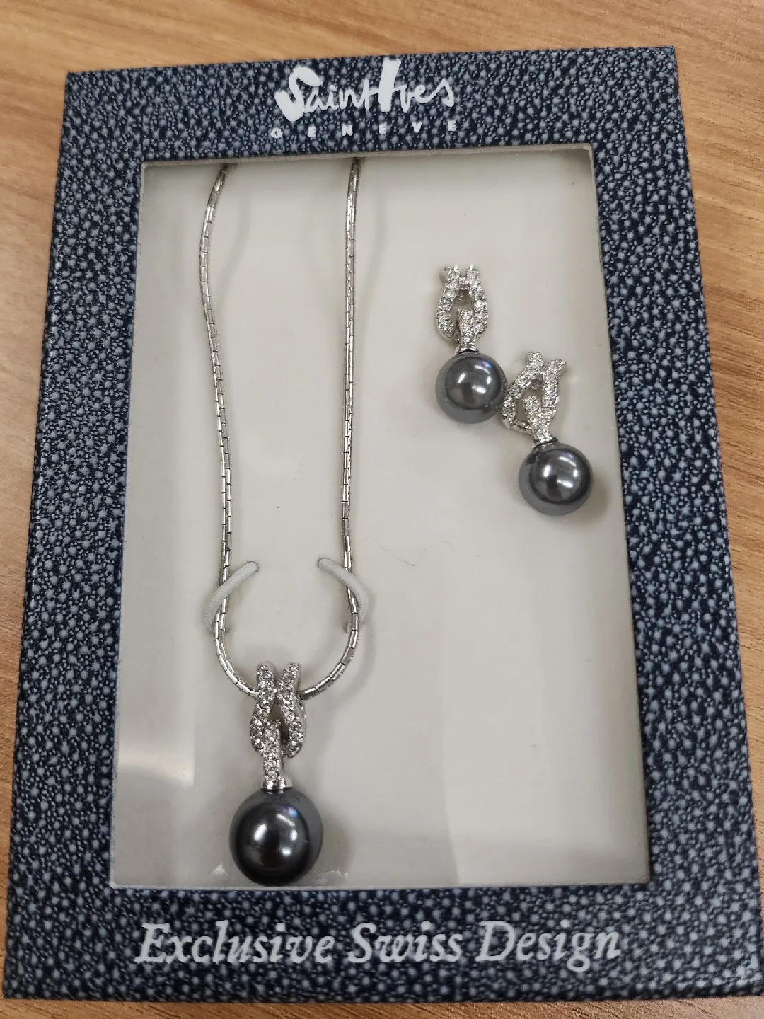 Saintlves 진주 목걸이 귀걸이 세트