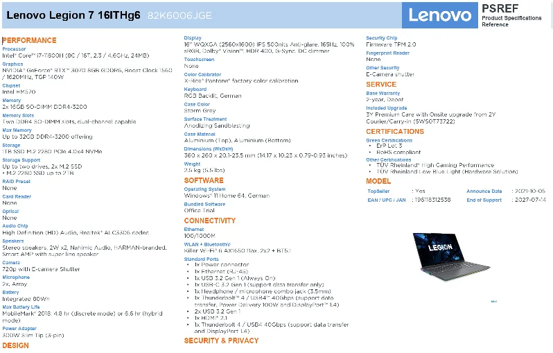Lenovo Legion 7 16" 팝니다.
