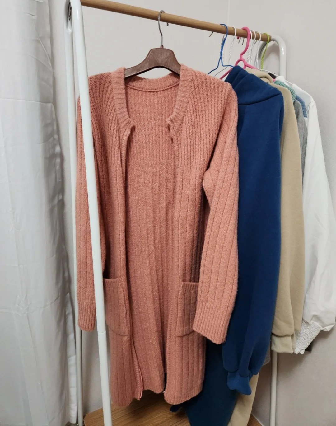 지퍼 롱 니트 가디건(미착용)