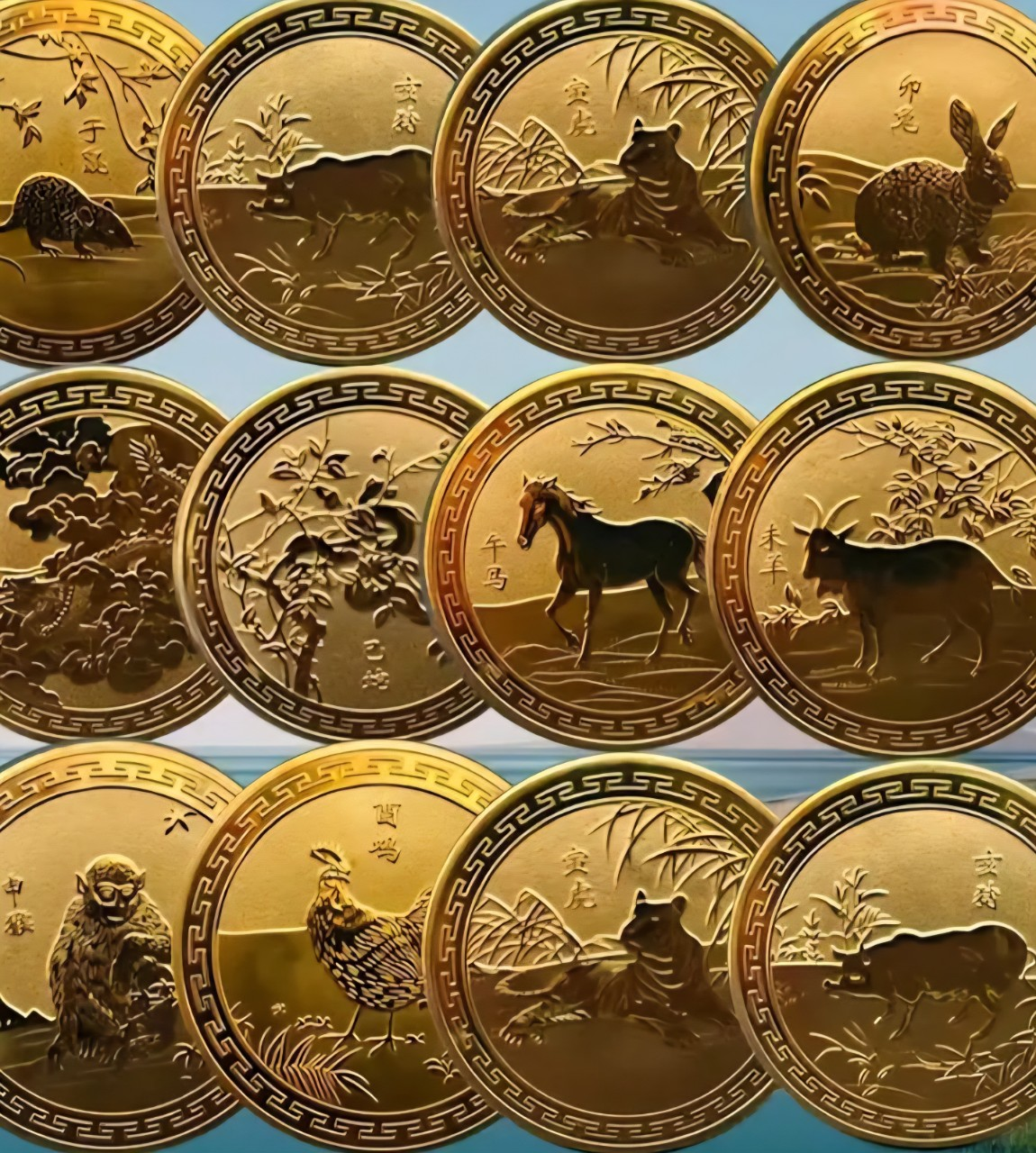 십이간지 동물 금색 코인