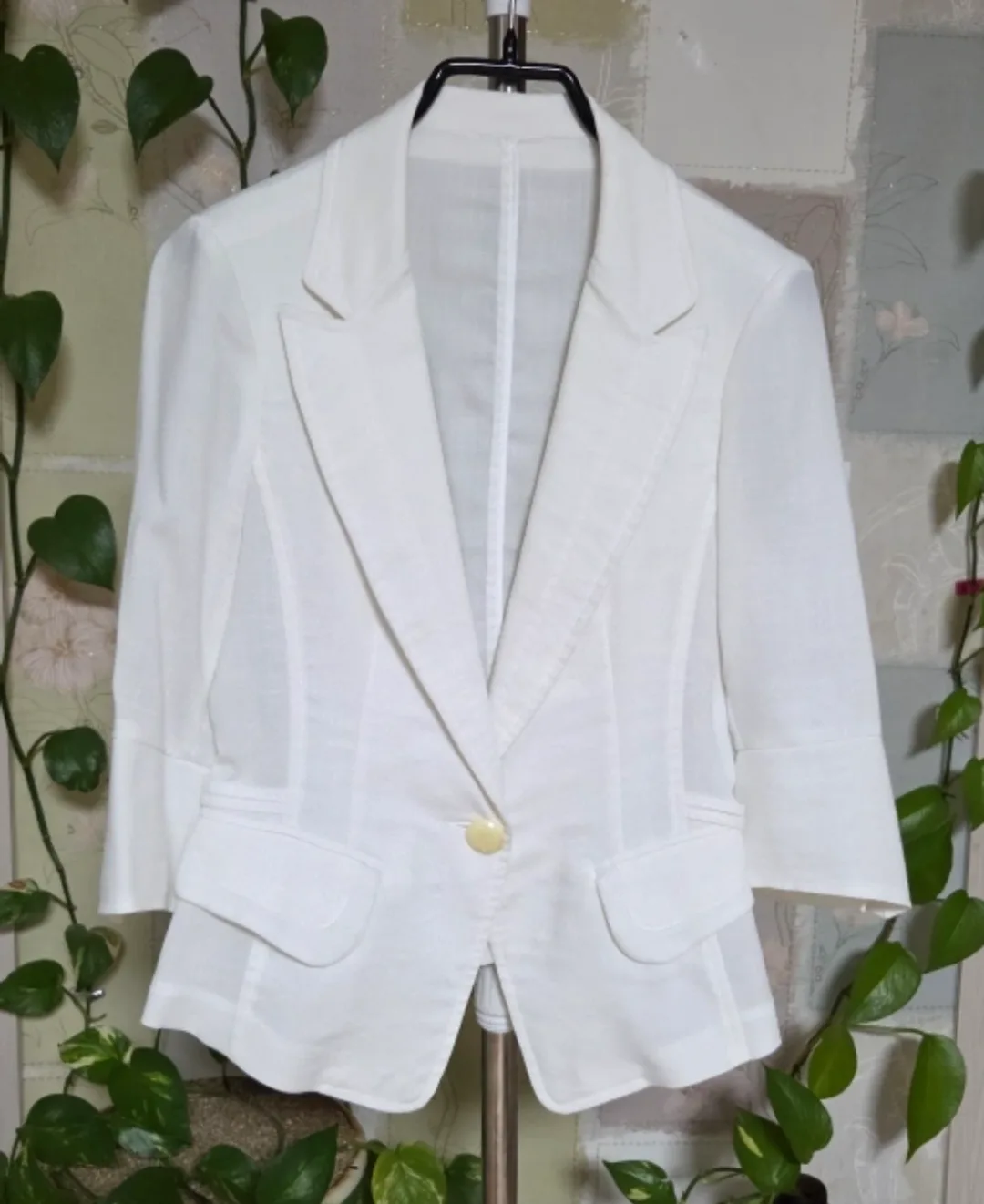 화이트 린넨 자켓(7부)