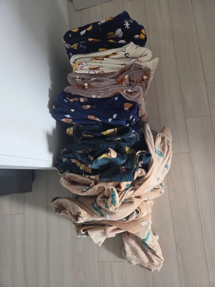 중고 극세사 성인 남녀커플 수면잠옷 총 4세트