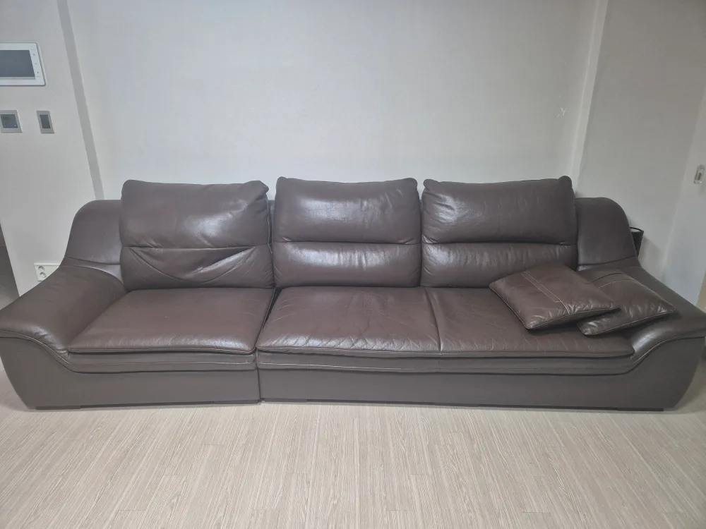 4인 가죽 소파 브라운