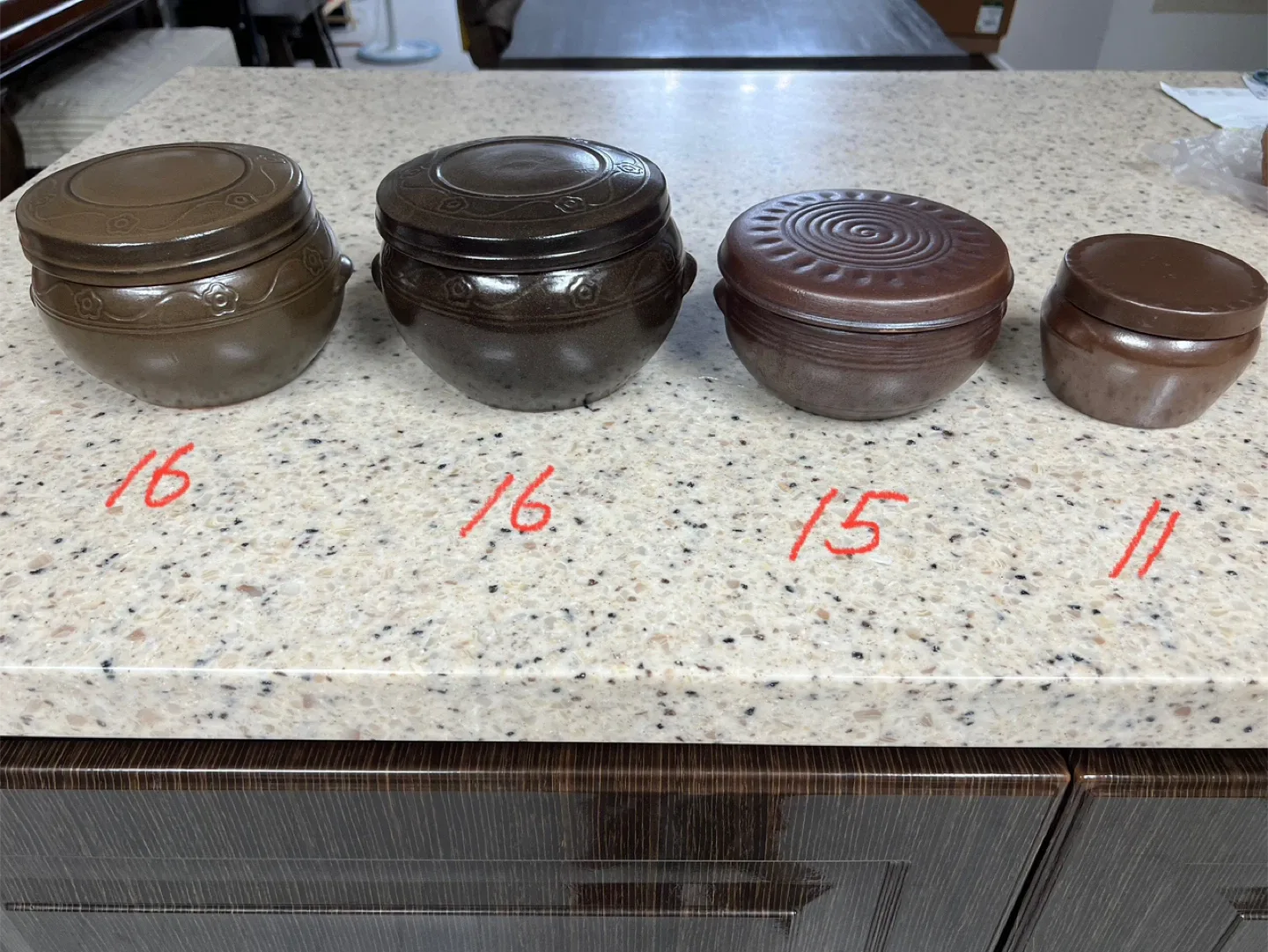 옹기양념단지 4개일괄(중고)