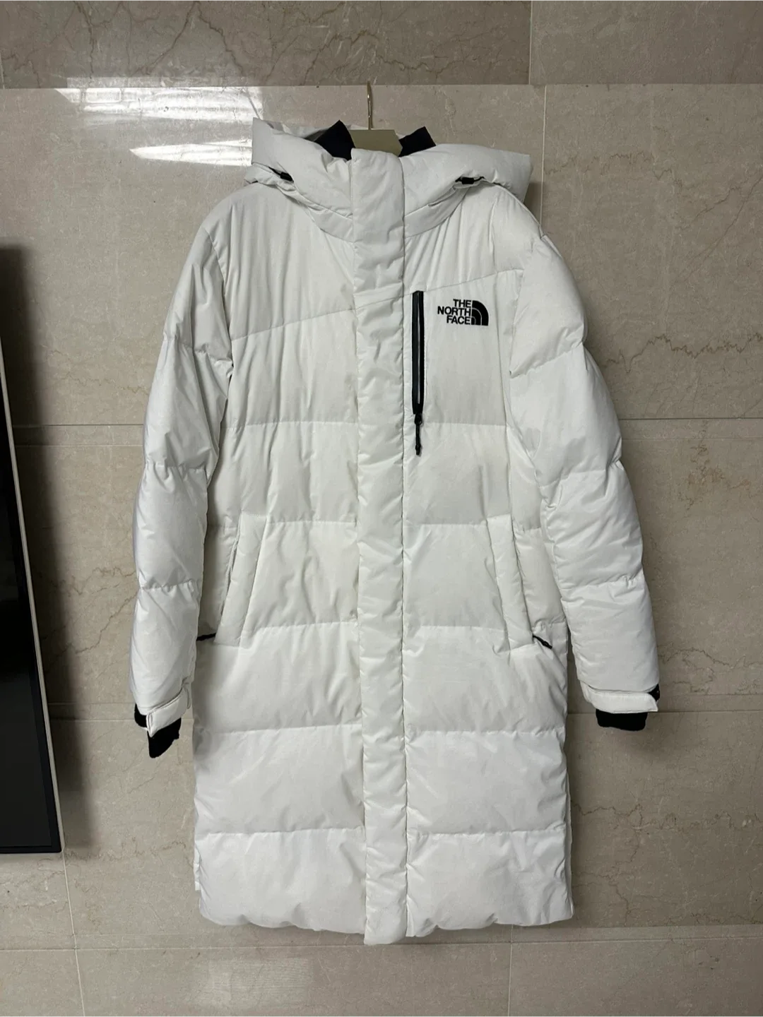 노스페이스 화이트 롱패딩 L(100)