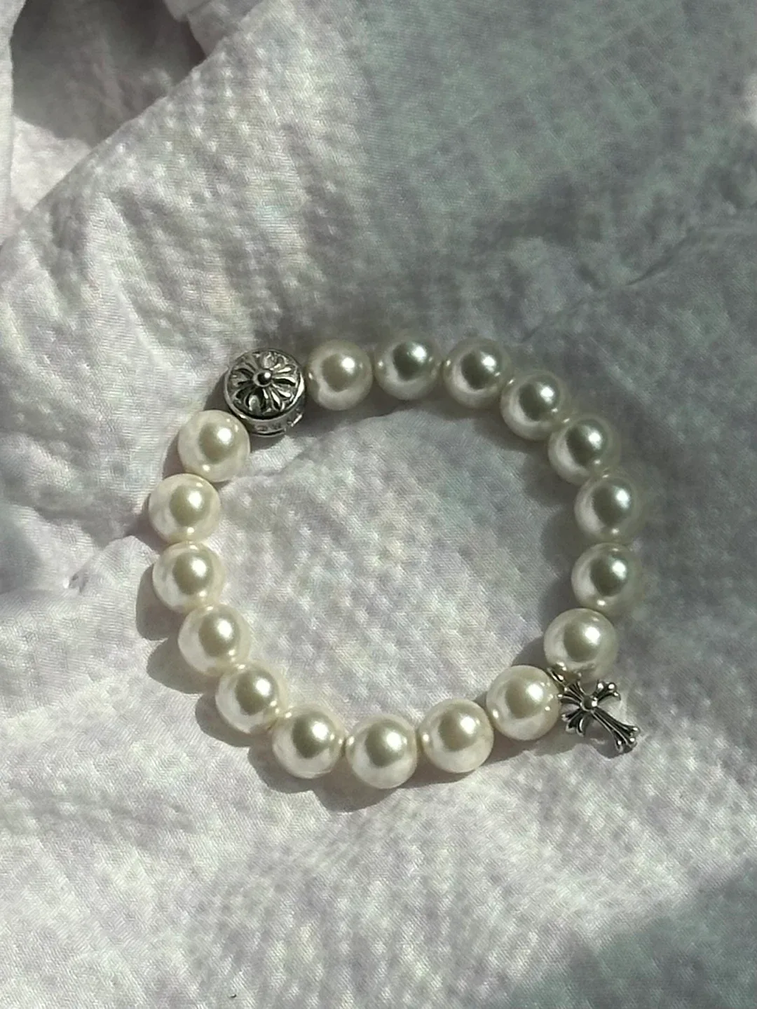 크롬 진주팔찌 (새상품)