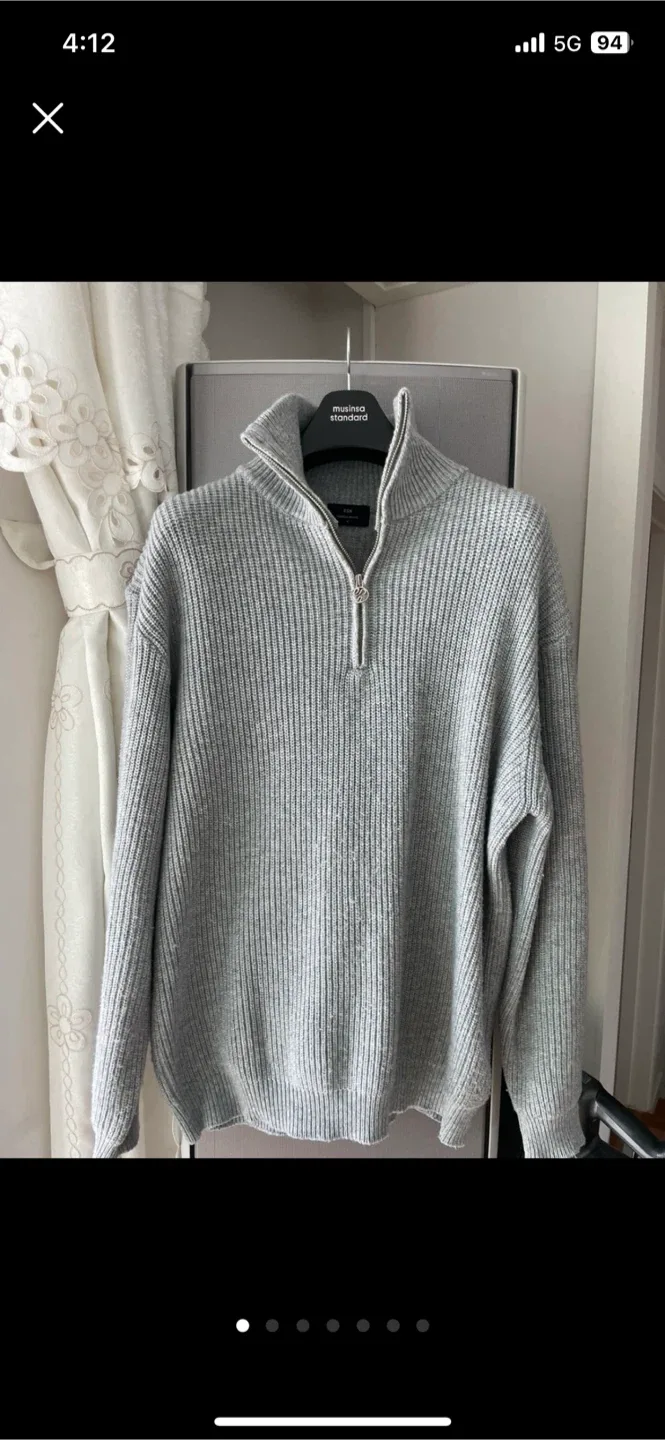 이에스엔 풀하프 집업 니트 그레이 M