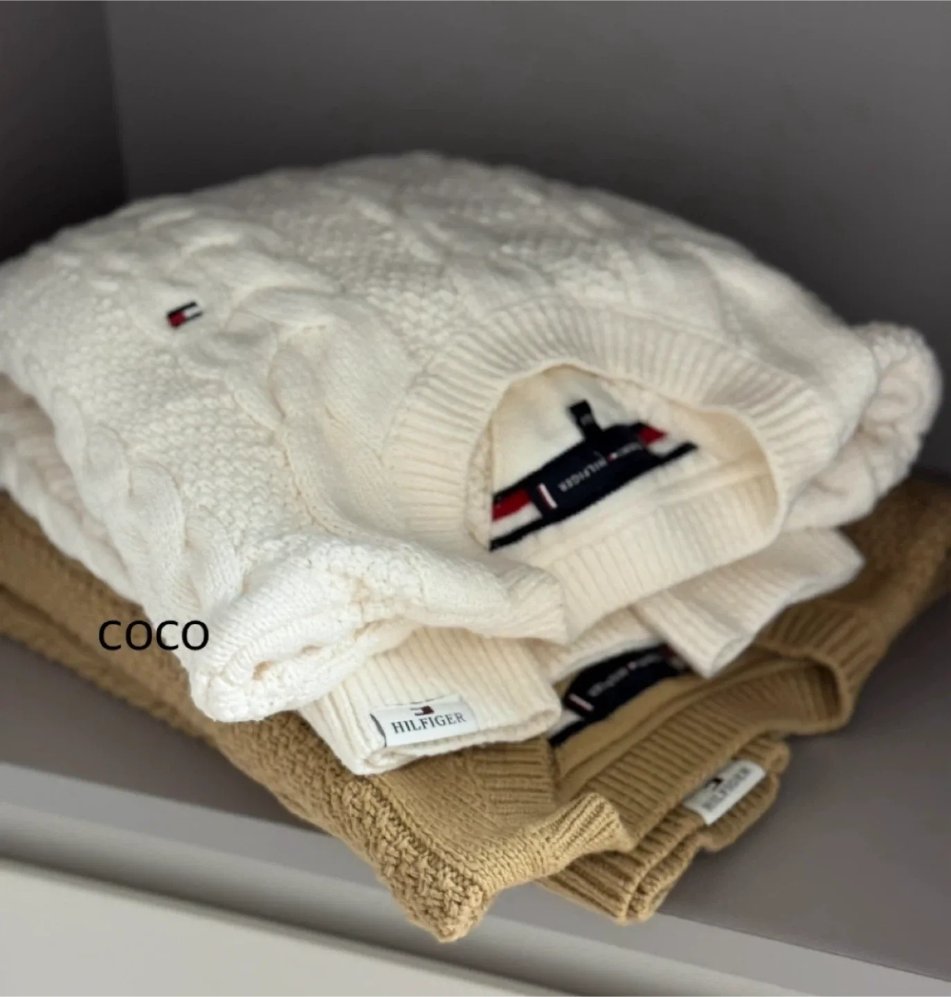 [정품] 타미힐피거 니트 일괄 (화이트/베이지)