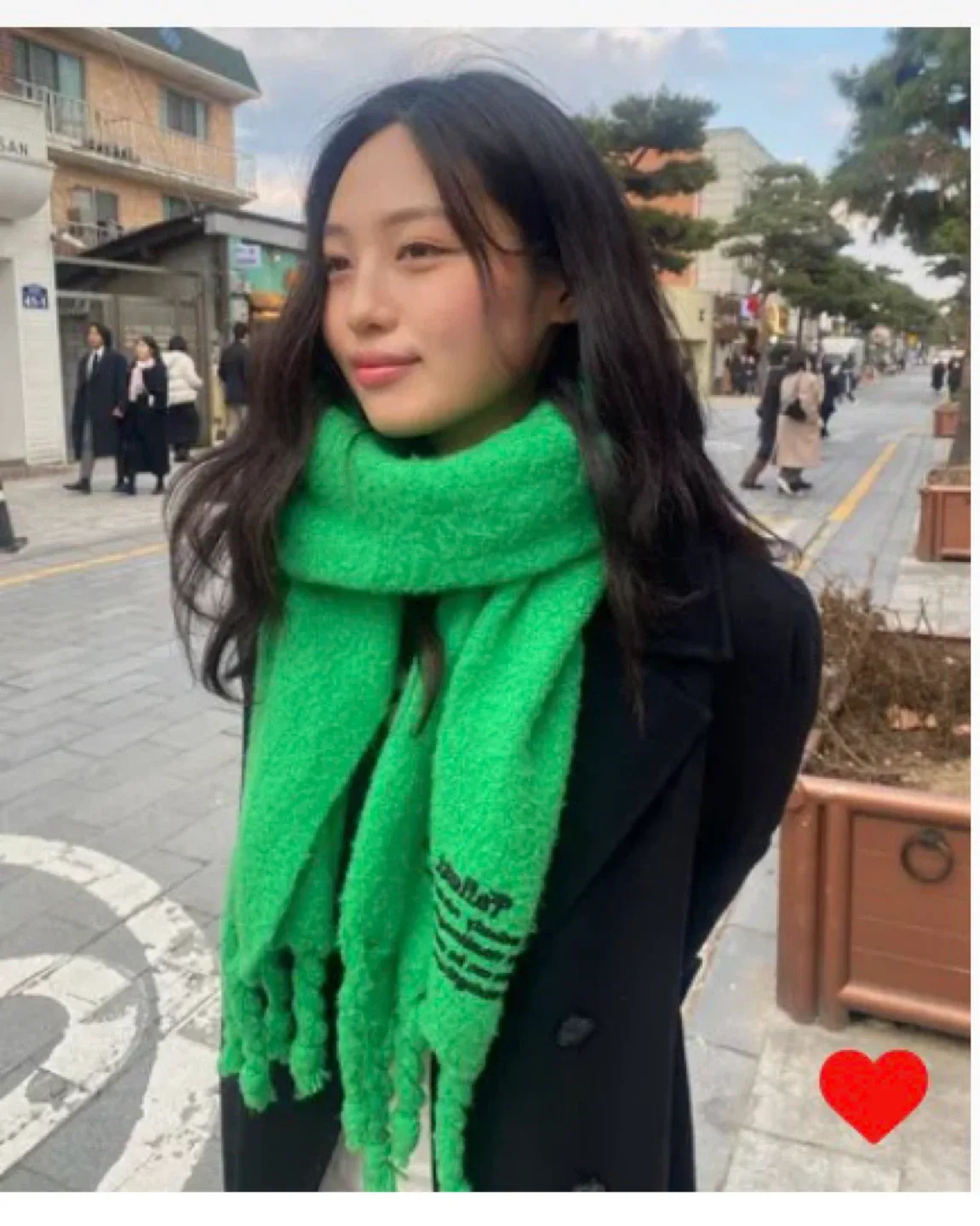 [새상품] 팔렛 오버사이즈 스토리 로고 머플러 그린 목도리