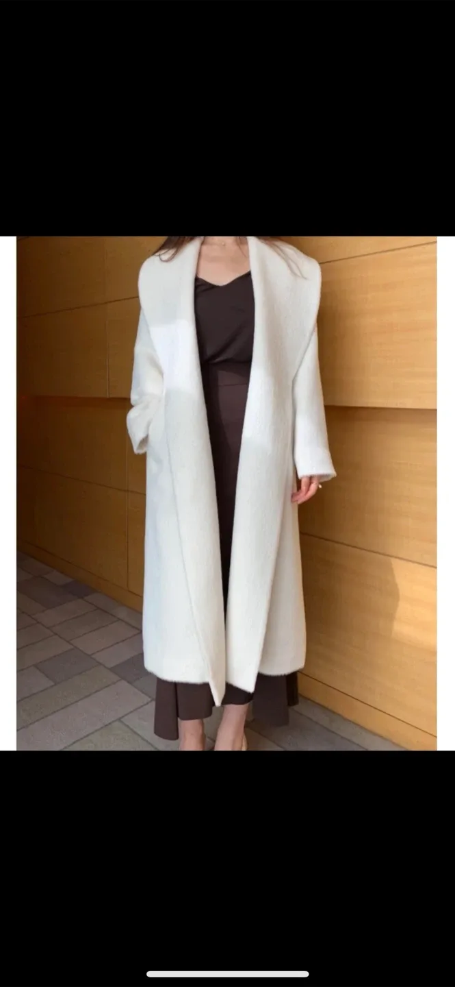 아이오네 나는꽃 수리알파카 숄 카라 코트