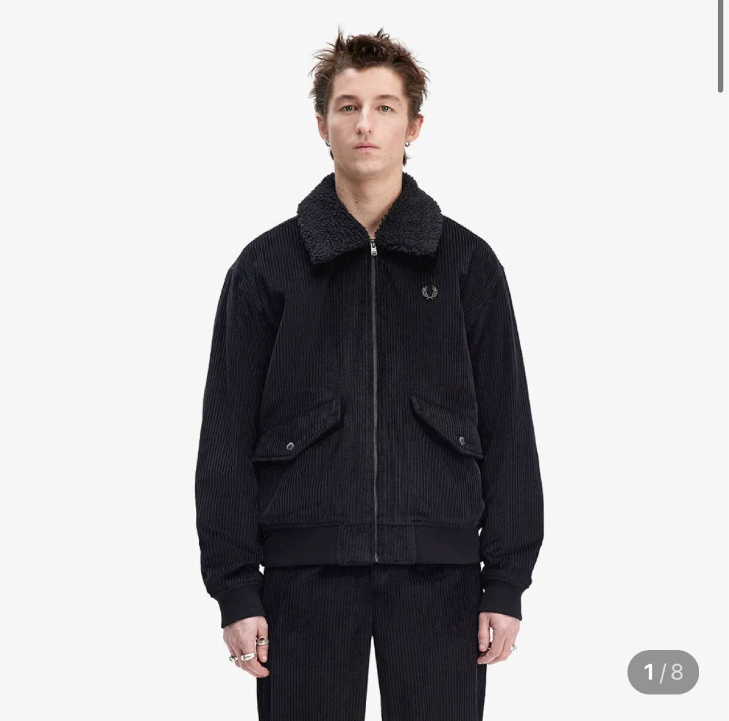 프레드페리 코듀로이 보머 자켓 블랙 L사이즈 극미중고